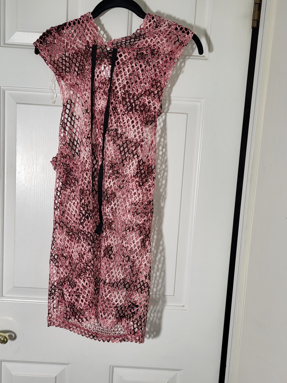 Hooded Pink Mesh Swim Coverup Dress